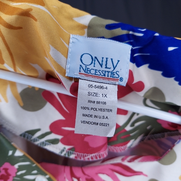 Only Necessities House Dress 1X Floral Multicolor Midi Pocket Button Hippie Vtg - Picture 7 of 7